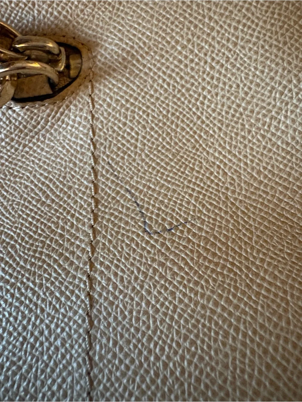 Coach Tan Leather Tote with Gold Chain Accent